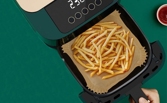 French Fries Cooked with an Air Fryer Liner Disposable