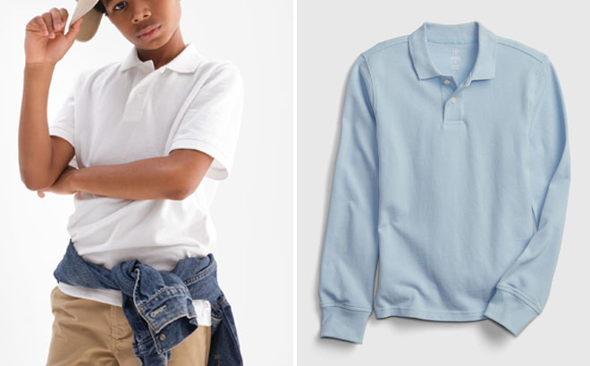 GAP Boys Organic Cotton Uniform Polo Shirt and Organic Cotton Uniform Long Sleeve Polo Shirt