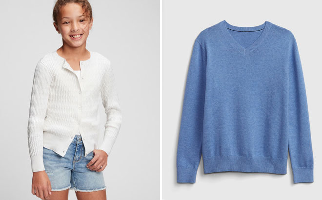 GAP Girls Organic Cotton Uniform Cardigan and Organic Cotton Uniform Sweater