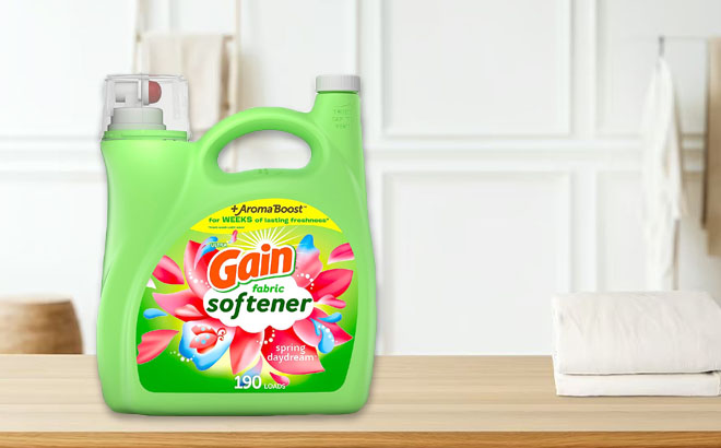 Gain 190 Loads Fabric Softener Spring Daydream on a Table