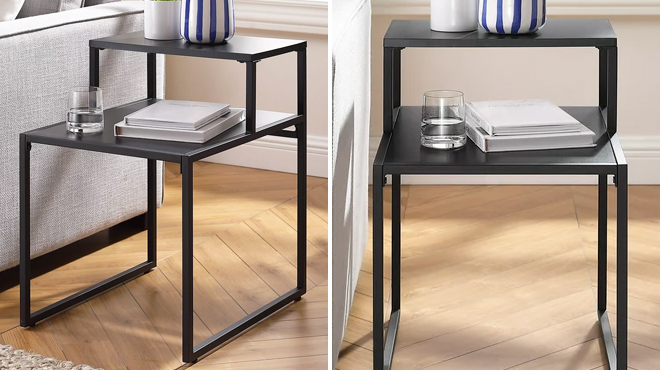 Gap Home Metal and Wood 2 Tiered Side Table in Black Color