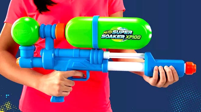 Girl holding NERF Super Soaker XP100 Water Blaster