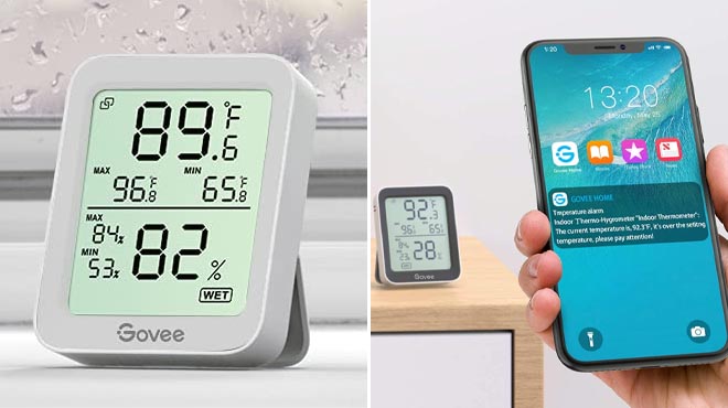 Govee Indoor Hygrometer Thermometer and phone getting a notification on temperature update