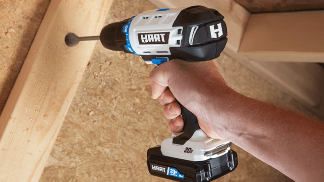 HART 20 Volt Cordless 2 Piece Drill and Impact Driver Combo Kit Used on Wood