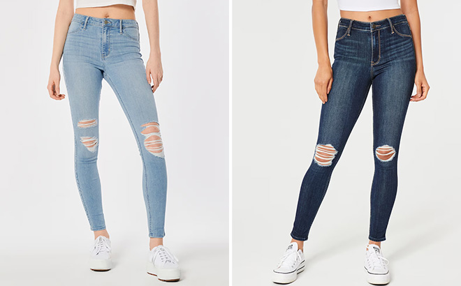 HIGH RISE RIPPED LIGHT WASH JEANS and HIGH RISE RIPPED DARK WASH JEAN LEGGINGS