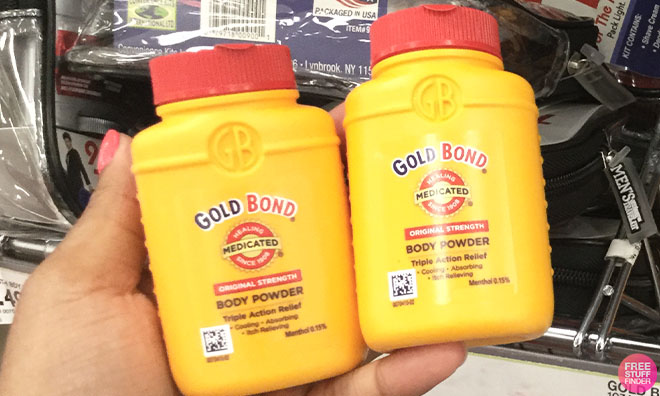 Hand Holding 2 Gold Bond Medicated Original Strength Body Powder Hand Holding 2 Gold Bond Medicated Original Strength Body Powder
