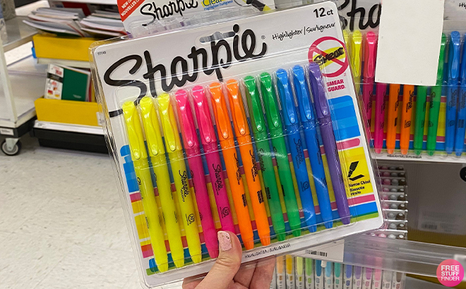 Hand Holding SHARPIE Pocket Style Highlighters