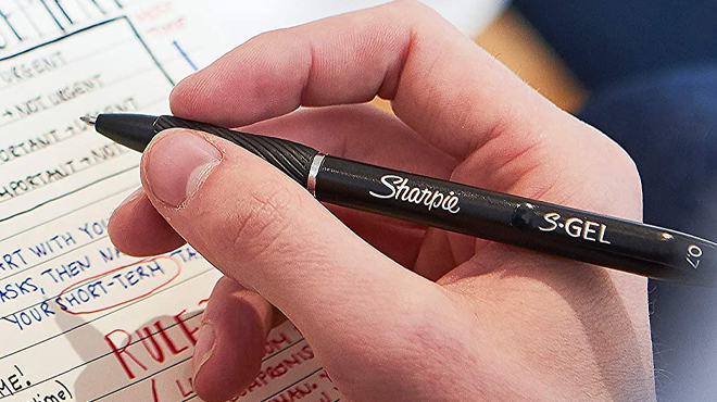 Hand Holding Sharpie S Gel Pen