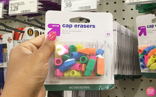 Hand Holding Up and Up 25 COunt Cap Erasers at Target