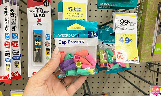 Hand Holding Wexford Eraser Caps 15 Count
