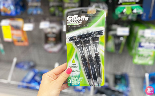 Hand Holding a Gillette Mach 3 Three Count
