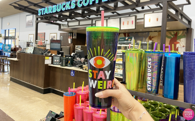 Hand Holding a Starbucks Back to School Cold Cup 24 oz