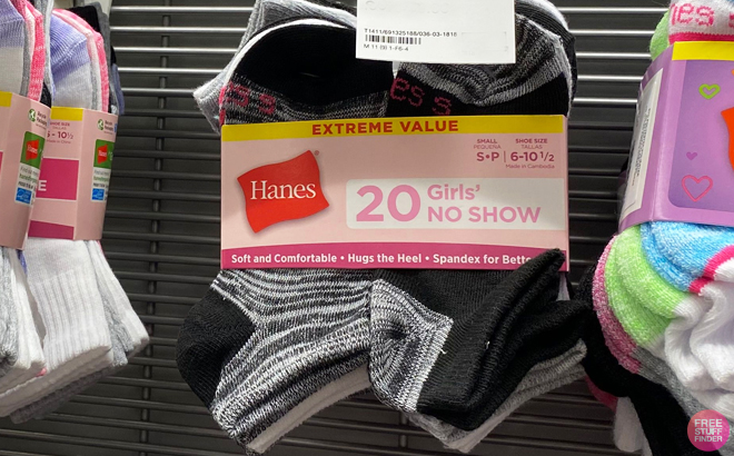 Hanes Girls 20 Pack No Show Socks