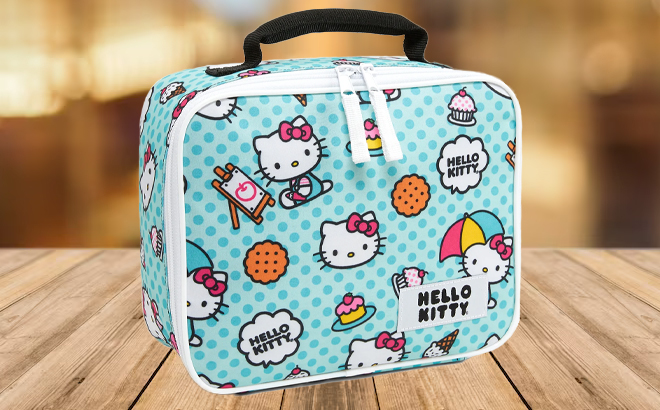 Hello Kitty Kids Canvas Lunch Bag on a Table