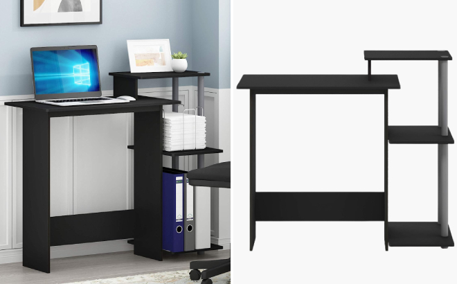 Home Laptop Desk with Square Shelves