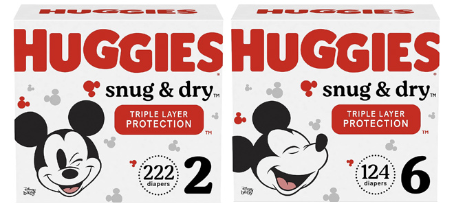 Huggies Snug Dry Size 2 and Size 6 Boxes