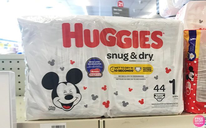 Huggies Snug and Dry Diaper Pack on a Shelf at CVS