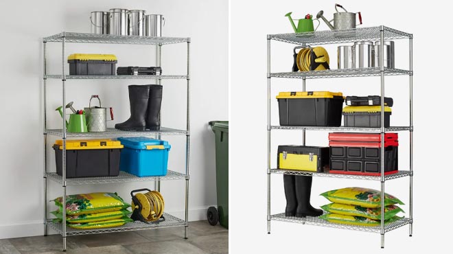 Hyper Tough 5 Tier Wire Shelving Silver Steel