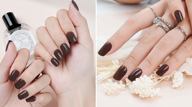 Jofay Square Short Press on Nails Kit in Coffee Brown