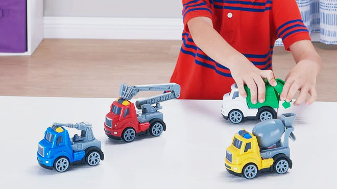 Kid Connection Friction Powered Utility Trucks Play Set 4 Pieces