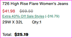 Levis Womens Jeans Checkout Screenshot