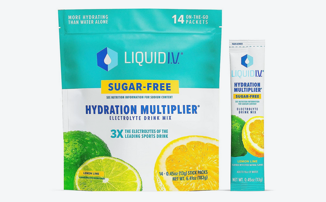 Liquid I V Sugar Free Hydration Multiplier Lemon Lime – Sugar Free Hydration Powder Packets