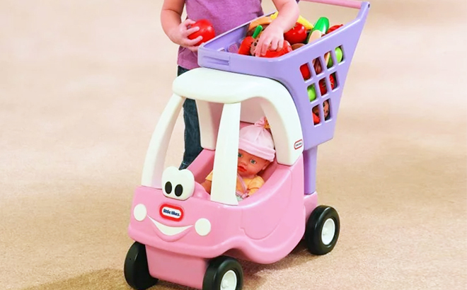 Little Tikes Princess Cozy Shopping Cart with Doll and Vegetable Fruits Toys