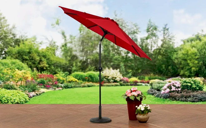 Mainstays 9 foot Outdoor Patio Umbrella with Crank Mainstays 9 foot Outdoor Patio Umbrella with Crank