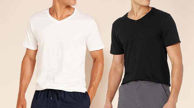 Men Wearing Amazon Essentials V Neck Undershirts