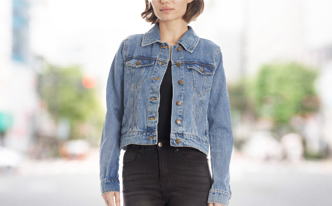 NY Company Womens Full Sleeve Cropped Denim Jacket