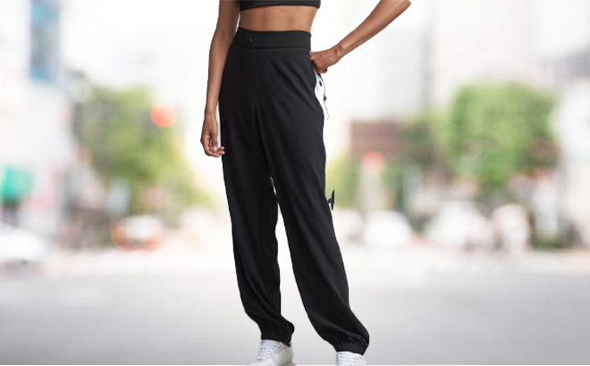 NY Company Womens Striped Snap Side Jogger Pants