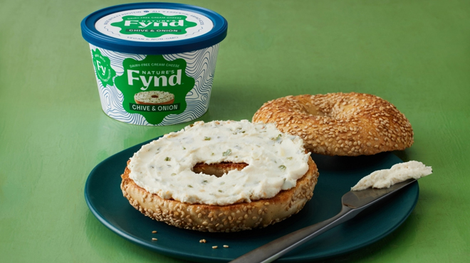 Natures Fynd Dairy Free Cream Cheese on a Bagel