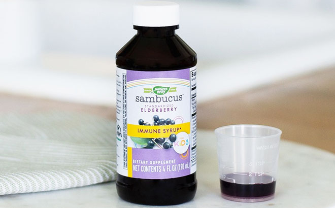 Natures Way Elderberry Immune Syrup on a Table