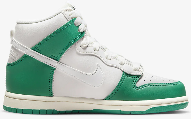 Nike Dunk High Kids Shoes in White and Green