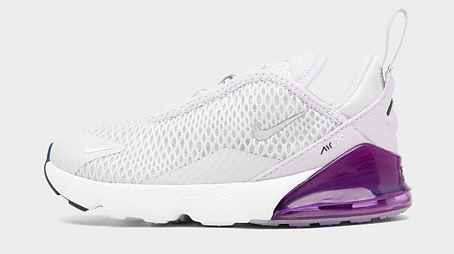 Nike Toddler Girls Air Max 270 Casual Shoes in White and Purple Color