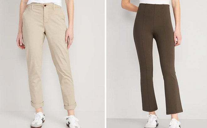 Old Navy High Waisted OGC Chino Pants and Extra High Waisted Stevie Crop Kick Flare Pants for Women