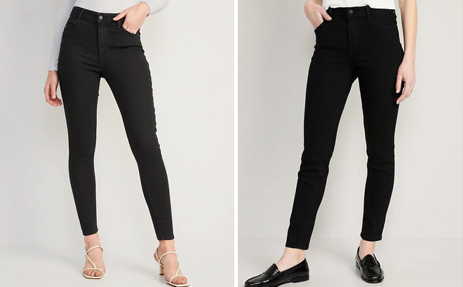 Old Navy High Waisted Wow Super Skinny Black Jeans and High Waisted Wow Straight Black Jeans for Women