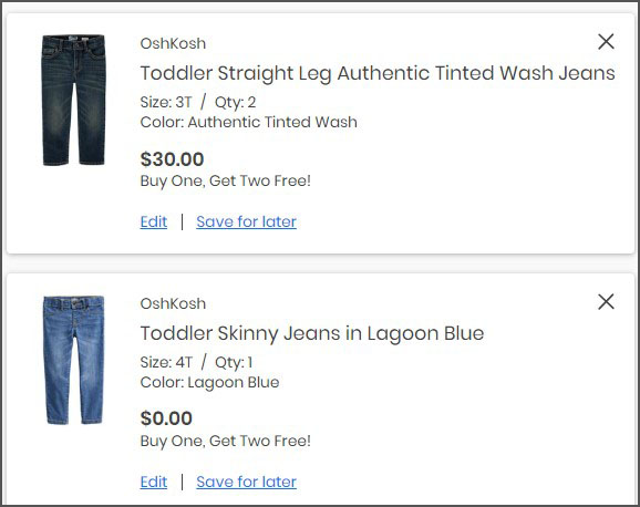 OshKosh Toddler Boys Straight Leg Jeans and Girls Skinny Jeans Order Summary OshKosh Toddler Boys Straight Leg Jeans and Girls Skinny Jeans Order Summary