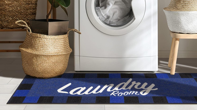 Ottomanson Checkered Border Laundry Room Rug