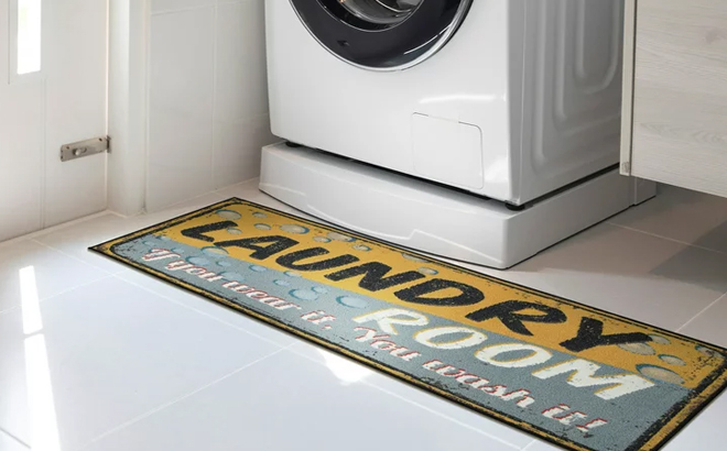 Ottomanson Washtown Non Slip Bubbles Laundry Room Rug