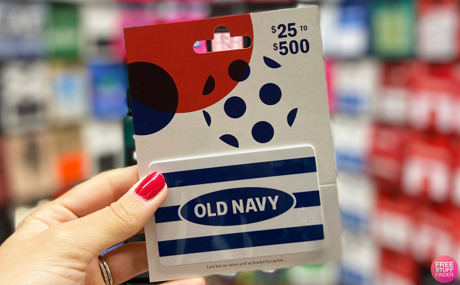 Person Holding a Old Navy Gift Card