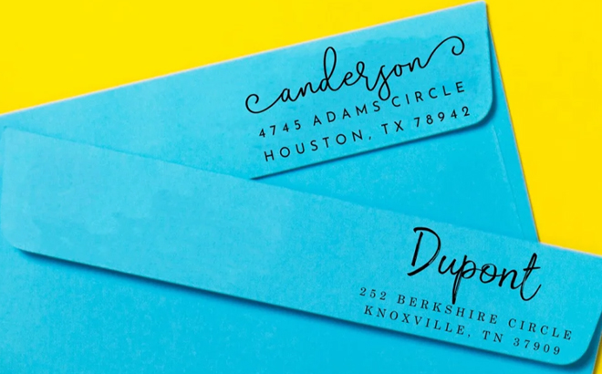 Personalized Address Stamps on Envelopes