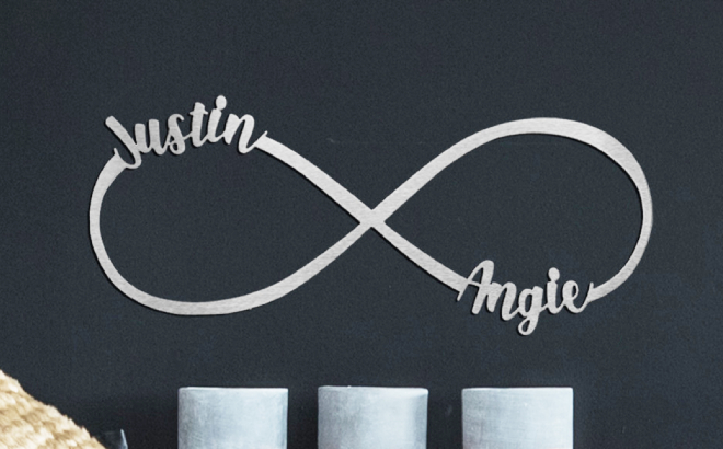 Personalized Metal Infinity Sign Hung on a Wall