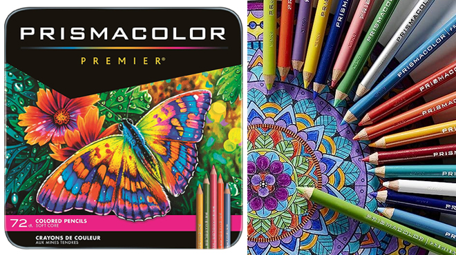Prismacolor 72 Count Premier Colored Pencils on the Left and Same Item with Coloring Paper on the Right