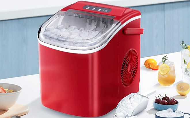 RWFlame Countertop Ice Maker in Red Color