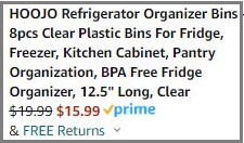 Refrigerator Organizer Bins Checkout Summary
