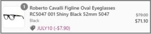 Roberto Cavalli Eyeglasses Checkout Summary