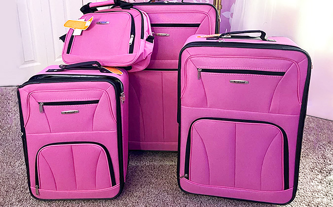 Rockland Journey Softside Upright Luggage 4-Piece Set in Pink