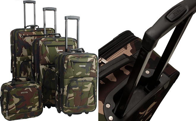 Rockland Journey Softside Upright Luggage 4-Piece Set in Camo