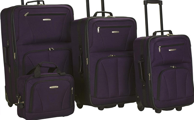 Rockland Journey Softside Upright Luggage 4-Piece Set in Purple